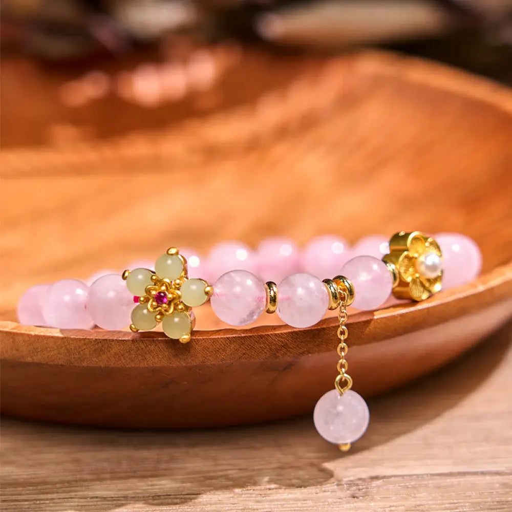 BWOOOH Pink Crystal Citrine Flower Warmth Bracelet - BWOOOH - Pink Crystal(Wrist Circumference: 14-16cm)