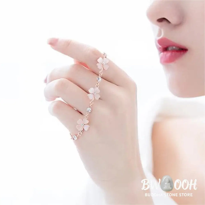 Buddha Stones Pink Crystal Four Leaf Clover Love Chain Bracelet - BWOOOH - Pink Crystal(Soothing♥Warmth)(Wrist