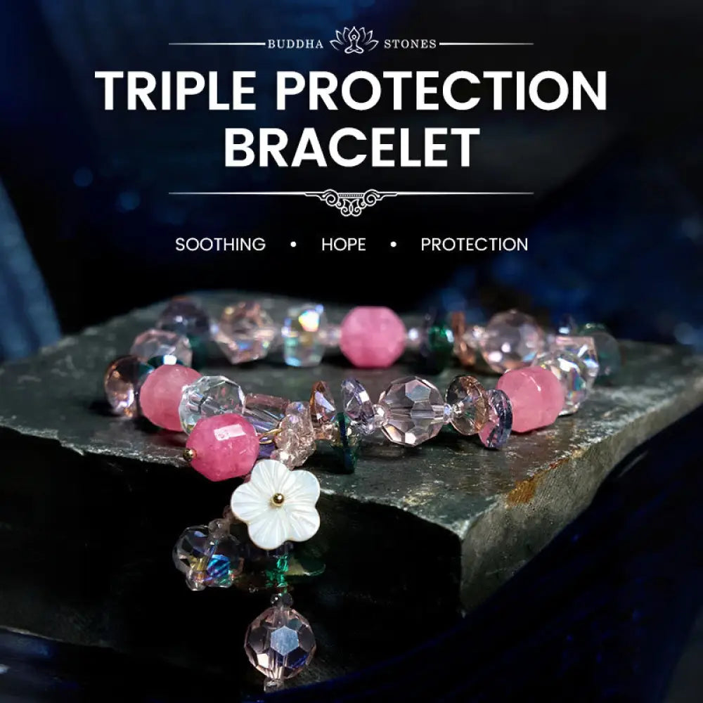 BWOOOH Pink Crystal Green Crystal White Crystal Flower Warmth Bracelet - BWOOOH - Pink Green White Crystal(Wrist