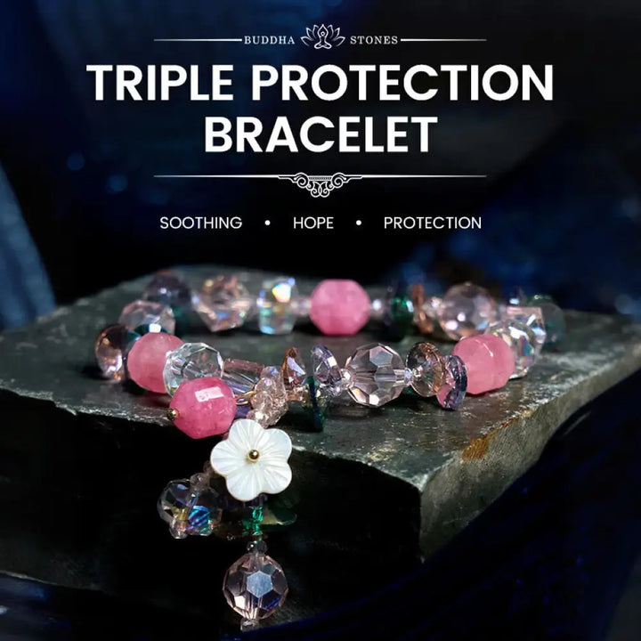 BWOOOH Pink Crystal Green Crystal White Crystal Flower Warmth Bracelet - BWOOOH - Pink Green White Crystal(Wrist