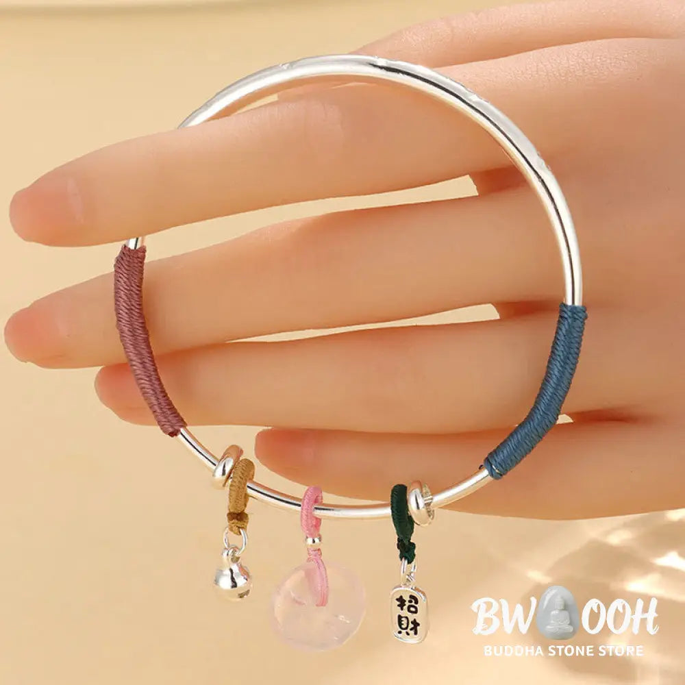 Buddha Stones Pink Crystal Peace Buckle Lucky Flower Love Bracelet Bangle - BWOOOH - Bracelet Bangle