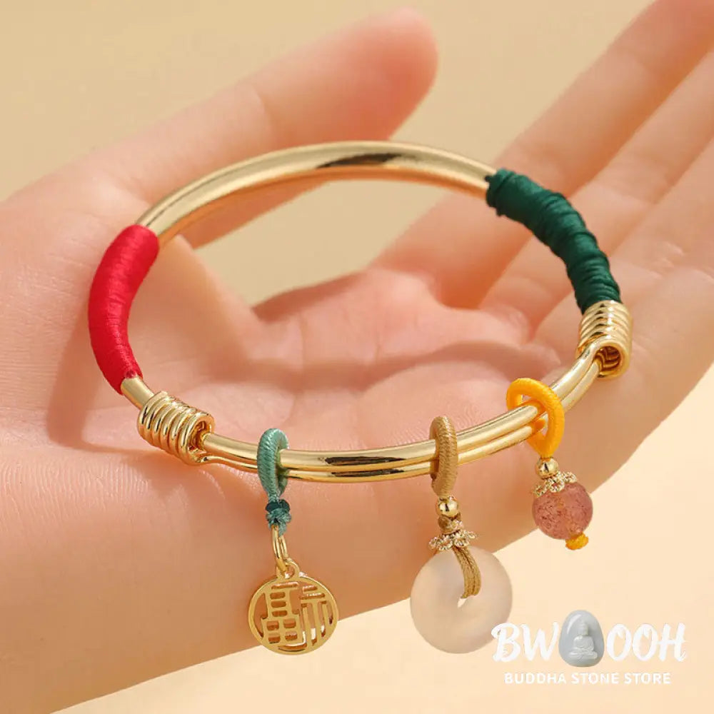 Buddha Stones Pink Crystal Peace Buckle Lucky Flower Love Bracelet Bangle - BWOOOH - Bracelet Bangle