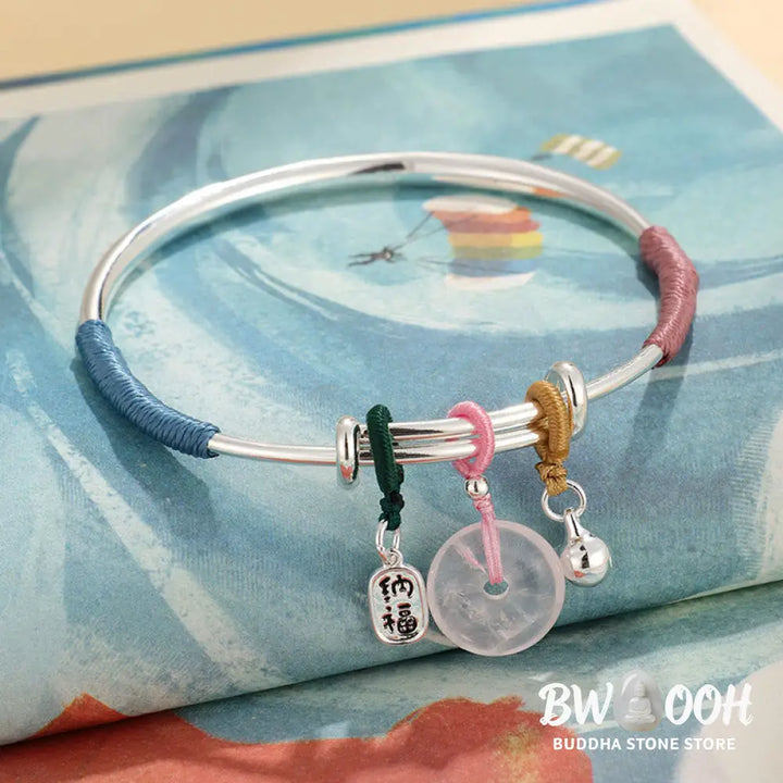 Buddha Stones Pink Crystal Peace Buckle Lucky Flower Love Bracelet Bangle - BWOOOH - Bracelet Bangle