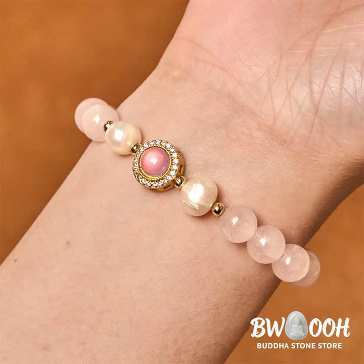Buddha Stones Pink Crystal Pearl Warmth Bracelet - BWOOOH - Bracelet