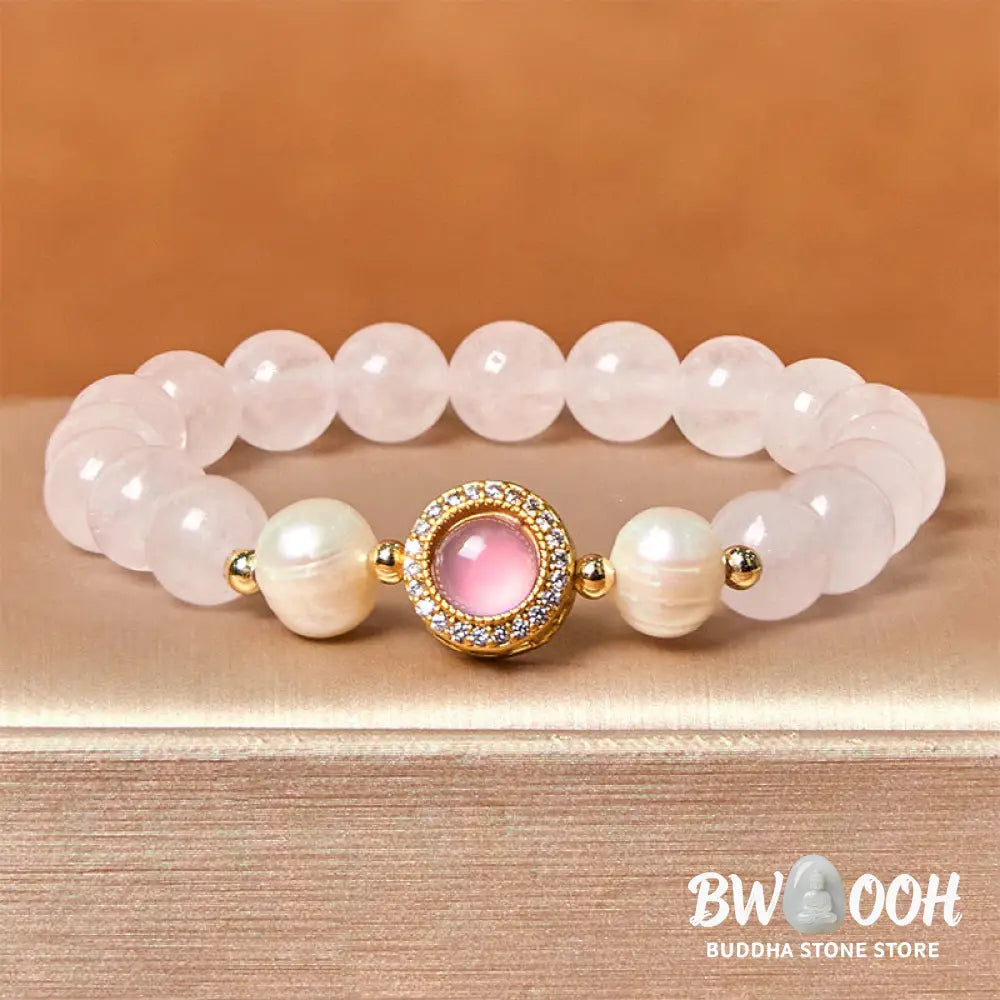 Buddha Stones Pink Crystal Pearl Warmth Bracelet - BWOOOH - Bracelet
