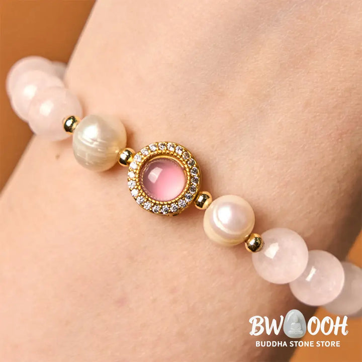 Buddha Stones Pink Crystal Pearl Warmth Bracelet - BWOOOH - Bracelet