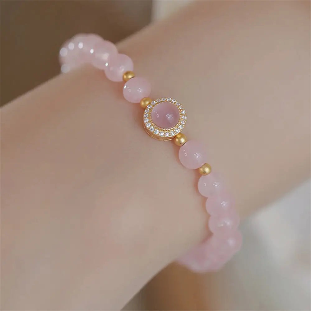 Buddha Stones Pink Crystal Pearl Warmth Bracelet - BWOOOH - Pink Crystal(Wrist Circumference: 14-16cm) - Bracelet