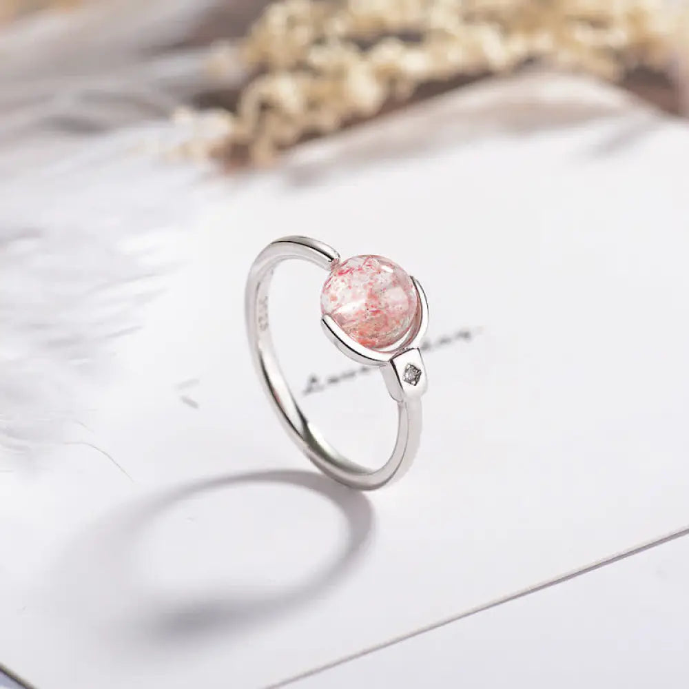 BWOOOH Pink Crystal Soothing Rotation Ring — Pink Crystal crystal healing bracelet for spiritual healing and mindful living