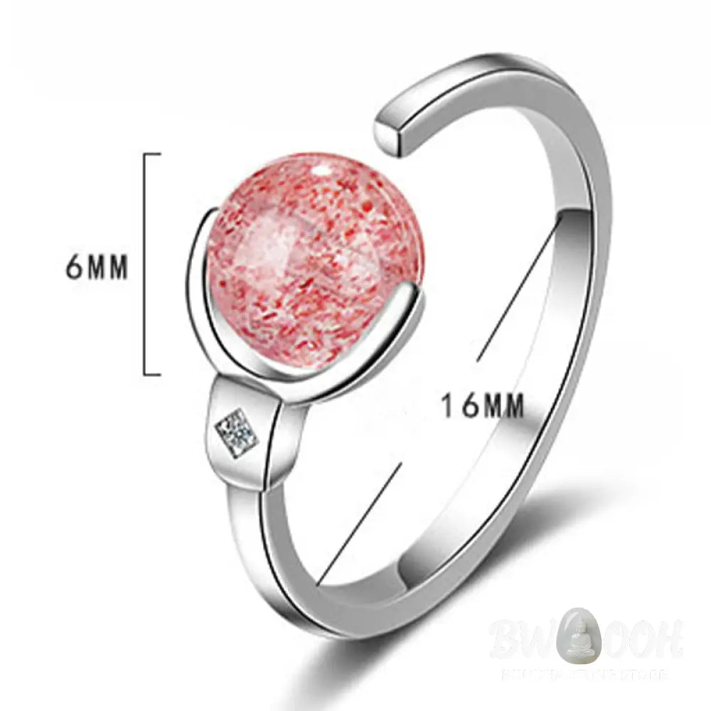Buddha Stones Pink Crystal Soothing Rotation Ring - BWOOOH - Pink Crystal - Ring