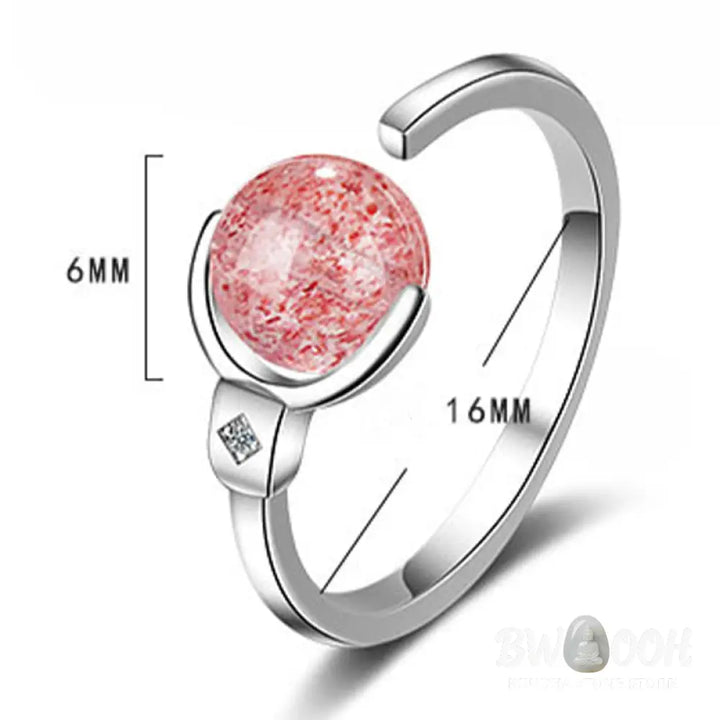 Buddha Stones Pink Crystal Soothing Rotation Ring - BWOOOH - Pink Crystal - Ring