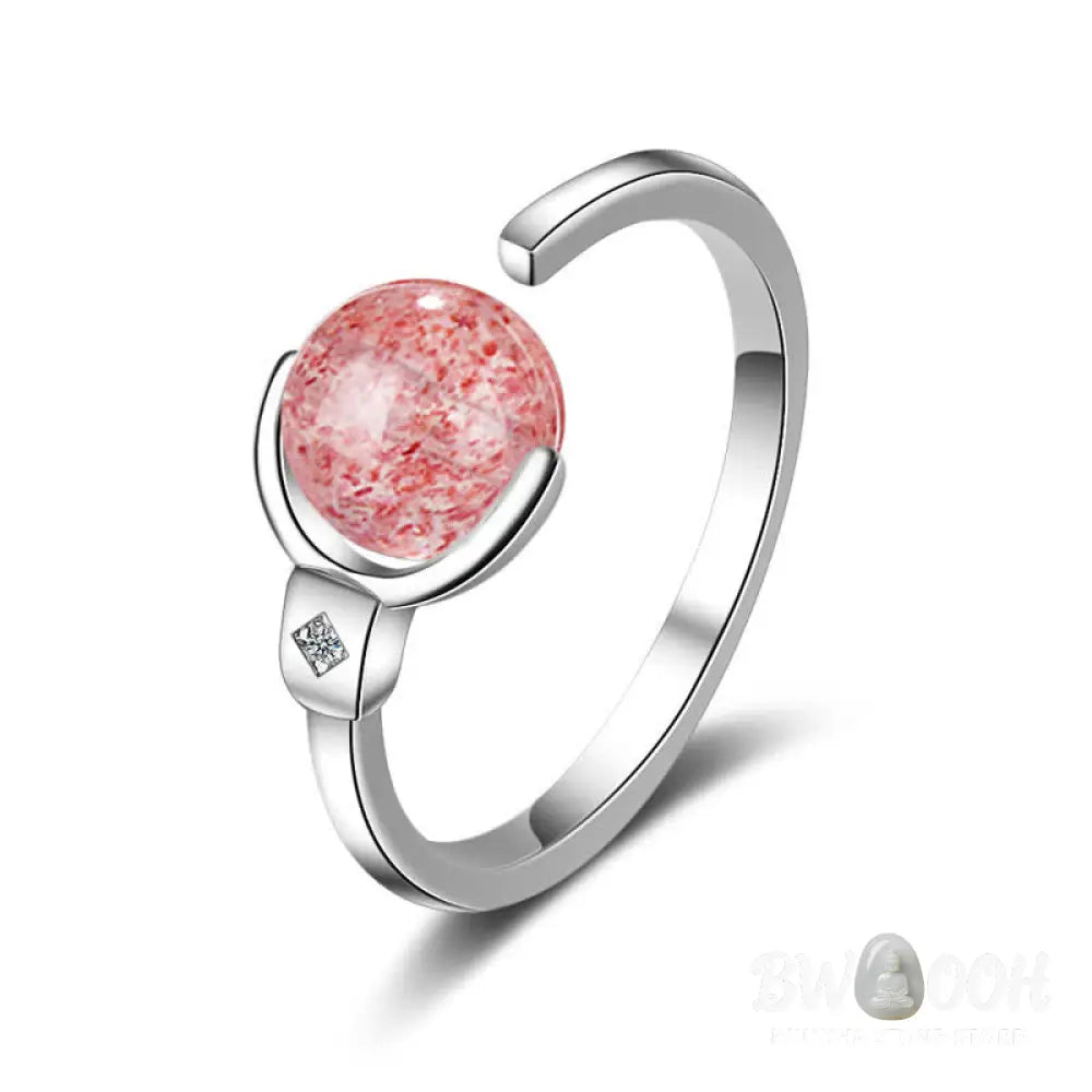 Buddha Stones Pink Crystal Soothing Rotation Ring - BWOOOH - Pink Crystal - Ring