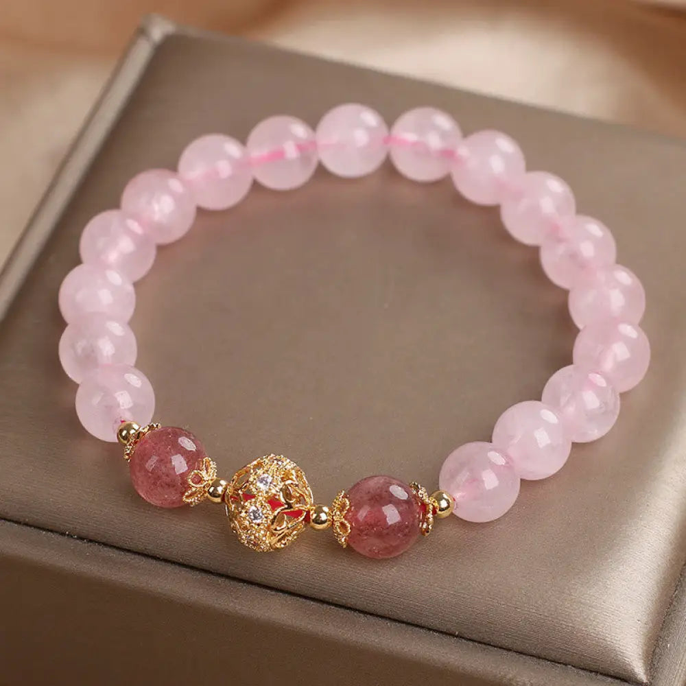BWOOOH Pink Crystal Strawberry Quartz Love Bracelet - BWOOOH - Pink Crystal Strawberry Quartz(Wrist