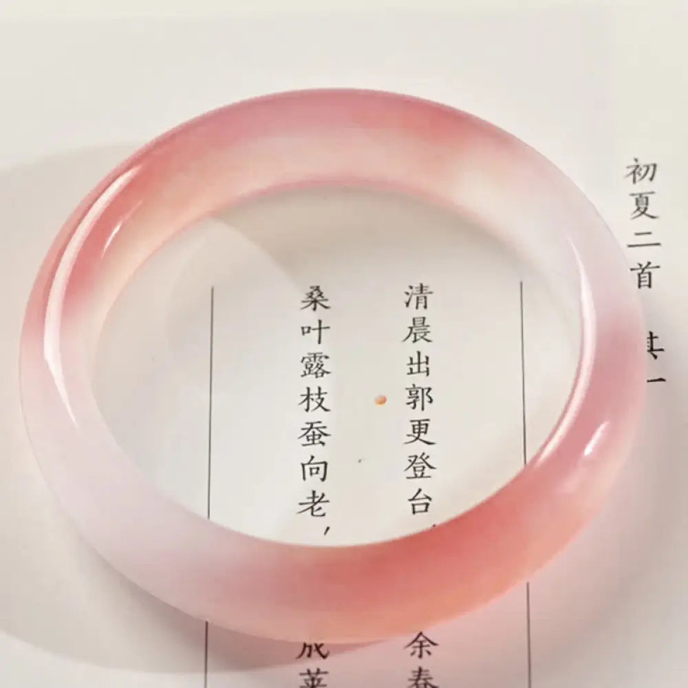 Buddha Stones Pink Golden Silk Jade Wealth Bracelet Bangle - BWOOOH - 13mm / 54-56mm - Bracelet &amp; Bangle