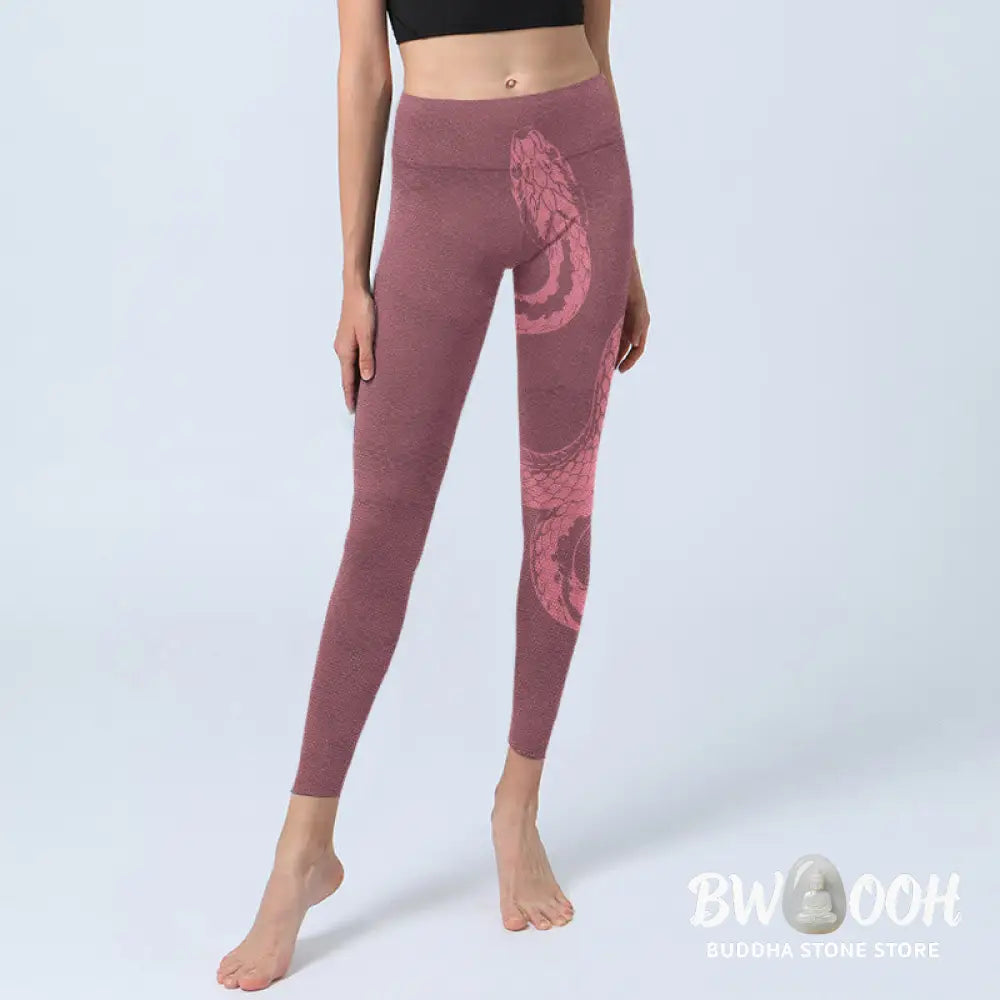 BWOOOH printed yoga leggings - Pink Snake And Snakeskin Print Gym Leggi