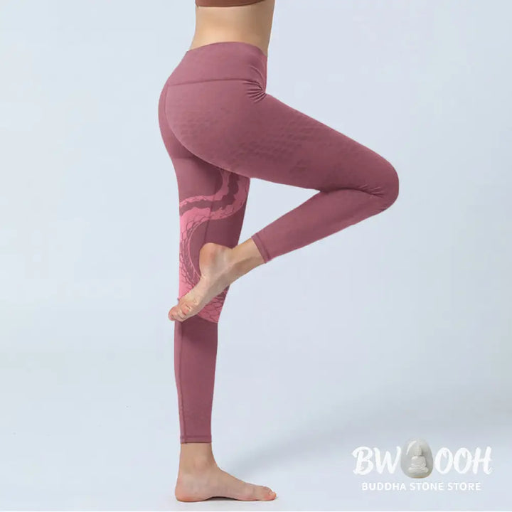 BWOOOH printed yoga leggings - Pink Snake And Snakeskin Print Gym Leggi