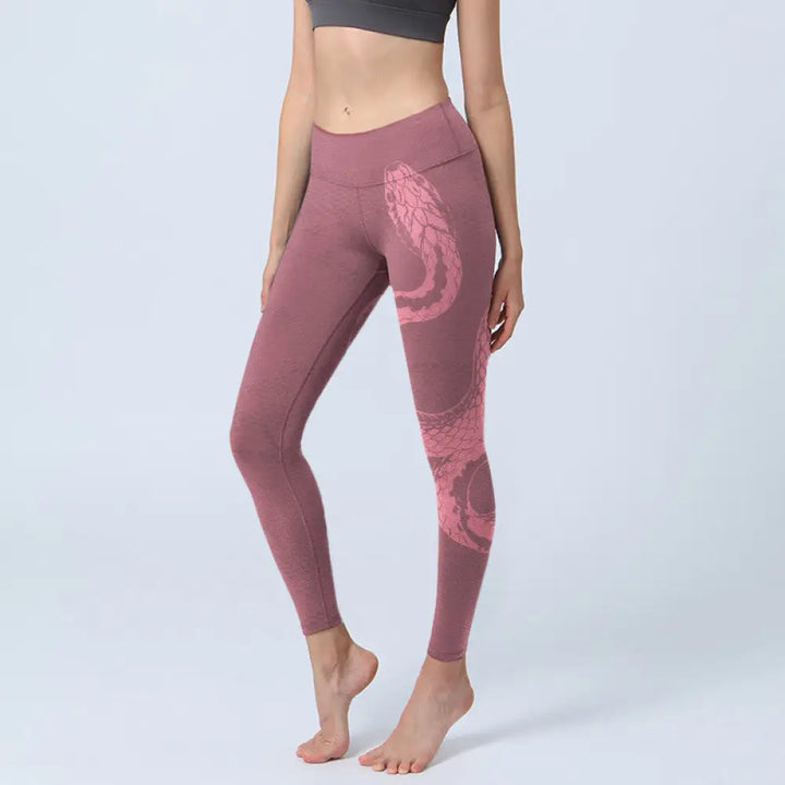 BWOOOH printed yoga leggings - Pink Snake And Snakeskin Print Gym Leggi