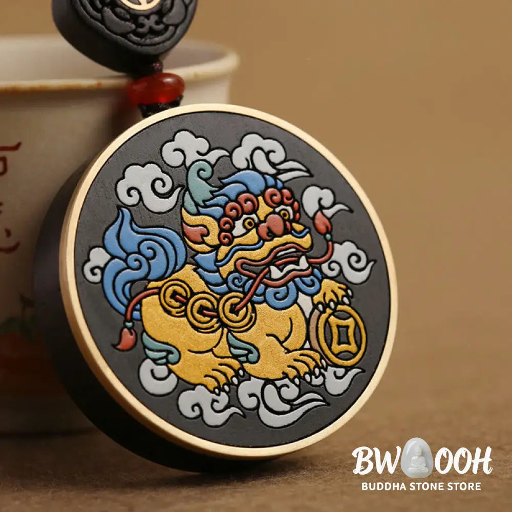 Buddha Stones PiXiu Copper Coin Ebony Wood Luck Attract Wealth Key Chain Decoration - PiXiu(Wealth♥Luck) - Key Chain