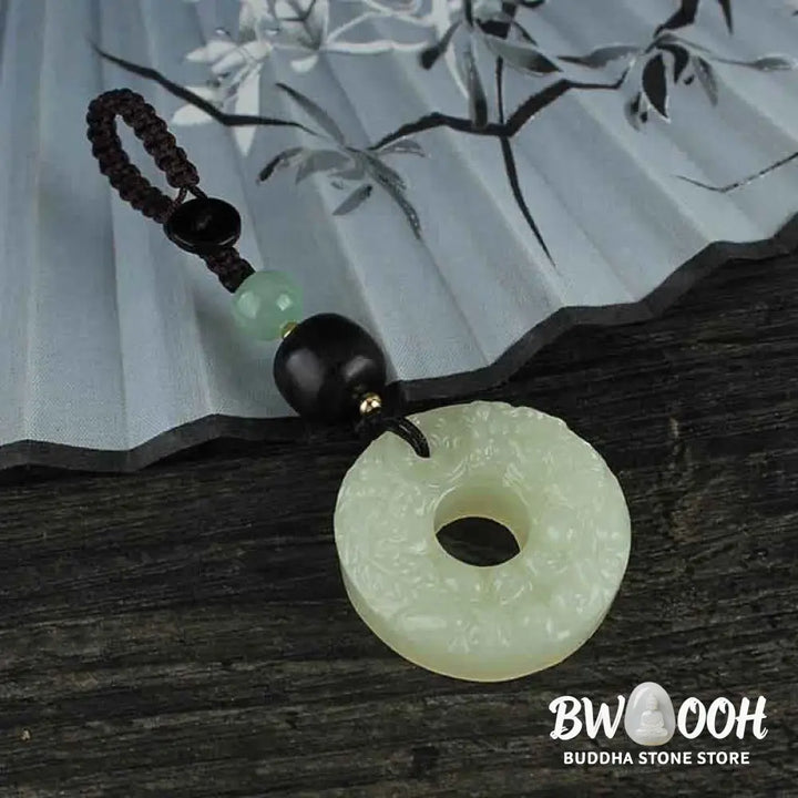 Buddha Stones PiXiu Jade Peace Buckle Abundance Wealth Key Chain - Jade (Prosperity ♥ Abundance) - Key Chain