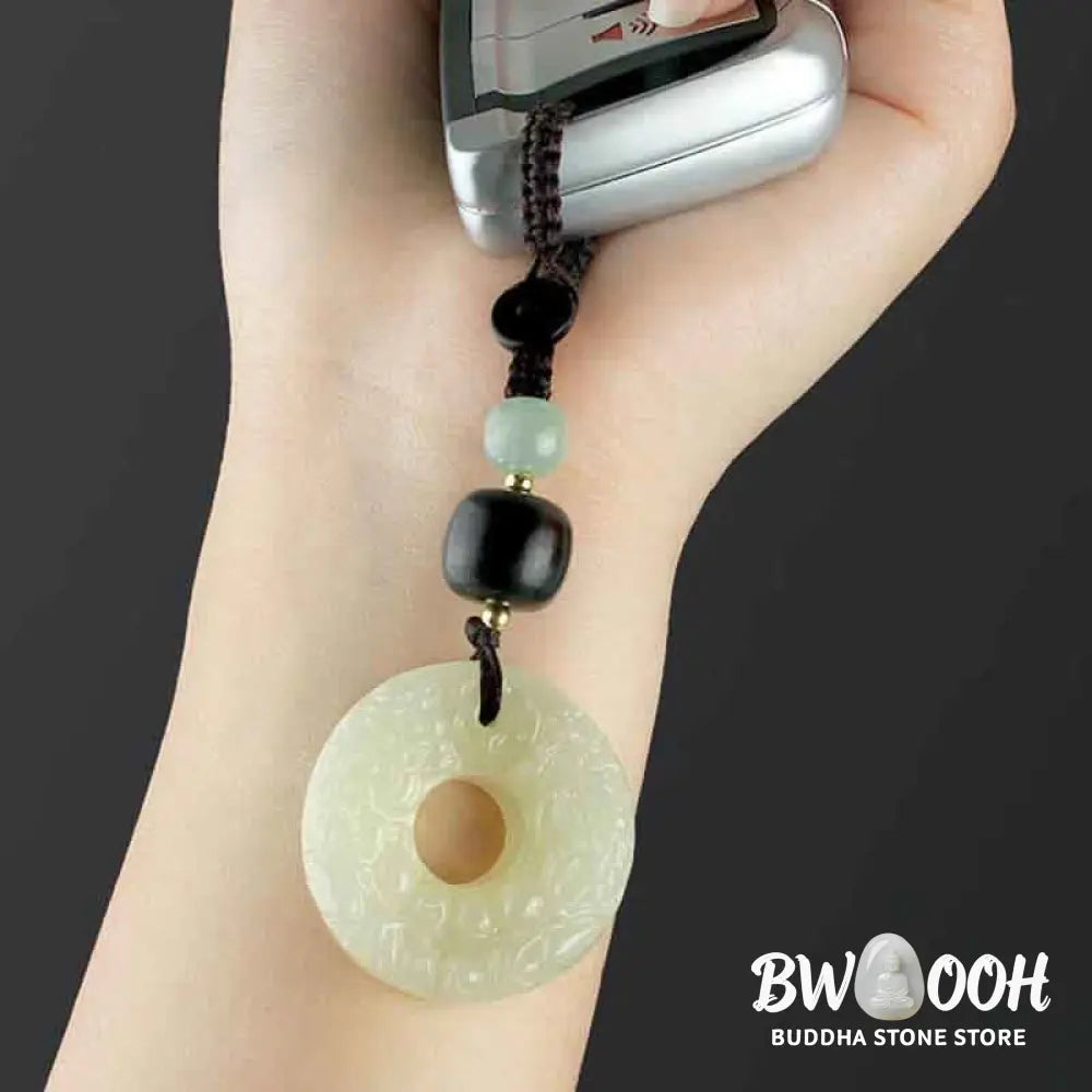Buddha Stones PiXiu Jade Peace Buckle Abundance Wealth Key Chain - Jade (Prosperity ♥ Abundance) - Key Chain