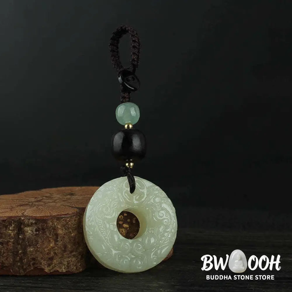 Buddha Stones PiXiu Jade Peace Buckle Abundance Wealth Key Chain - Jade (Prosperity ♥ Abundance) - Key Chain