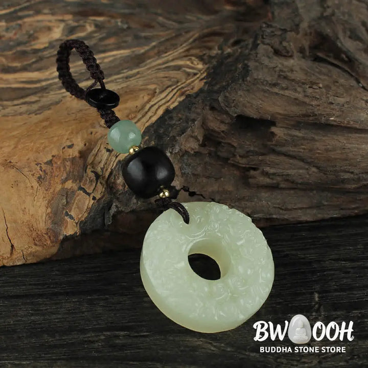 Buddha Stones PiXiu Jade Peace Buckle Abundance Wealth Key Chain - Jade (Prosperity ♥ Abundance) - Key Chain