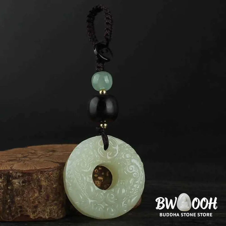 Buddha Stones PiXiu Jade Peace Buckle Abundance Wealth Key Chain - Jade (Prosperity ♥ Abundance) - Key Chain