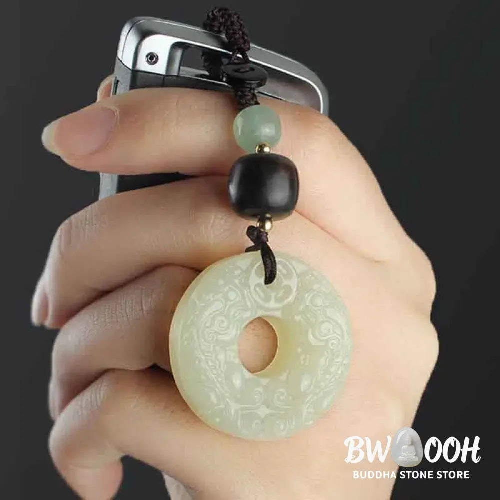 Buddha Stones PiXiu Jade Peace Buckle Abundance Wealth Key Chain - Jade (Prosperity ♥ Abundance) - Key Chain
