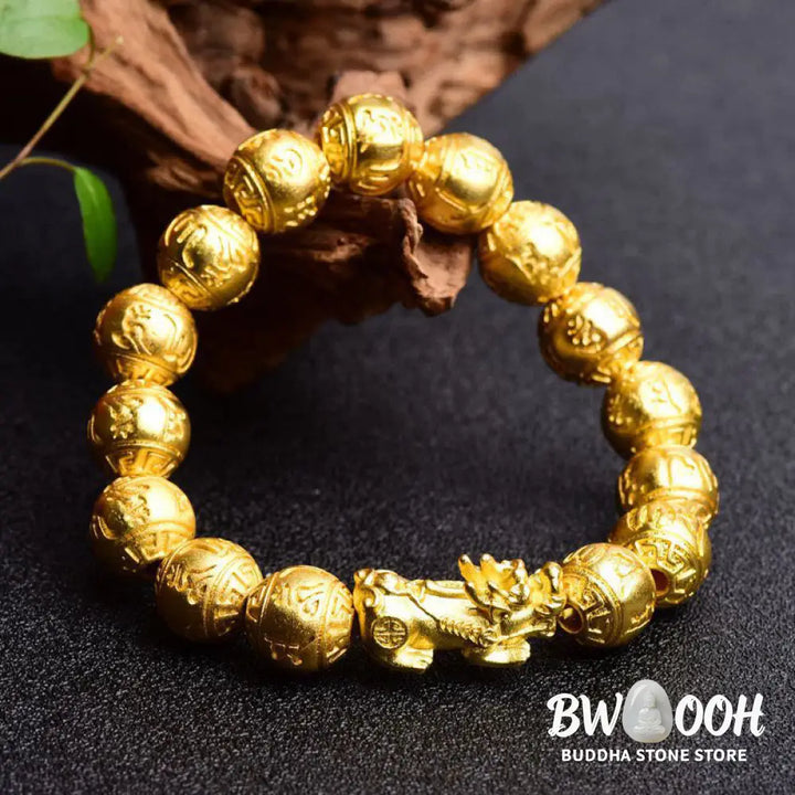 Buddha Stones PiXiu Om Mani Padme Hum Carved Wealth Bracelet - BWOOOH - PiXiu(Wrist Circumference: 14-17cm) - Bracelet