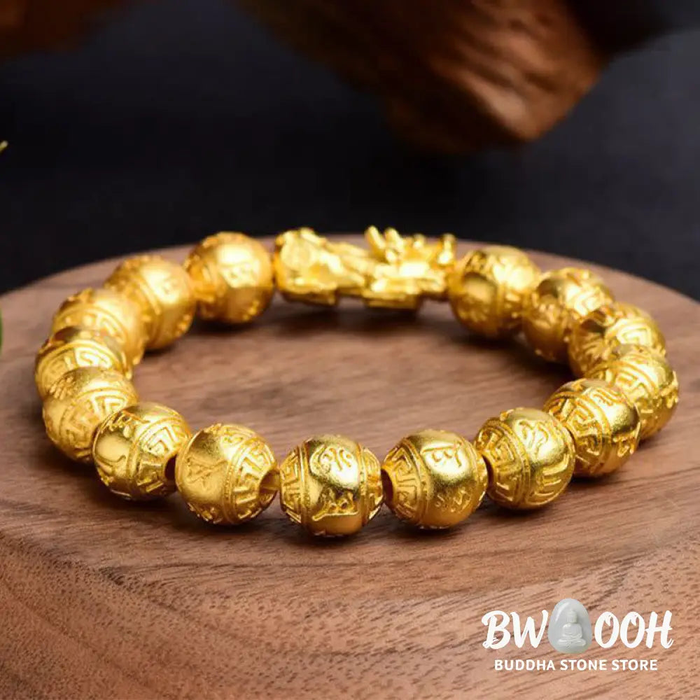Buddha Stones PiXiu Om Mani Padme Hum Carved Wealth Bracelet - BWOOOH - PiXiu(Wrist Circumference: 14-17cm) - Bracelet