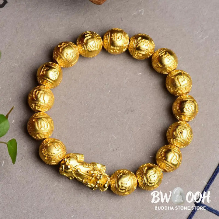 Buddha Stones PiXiu Om Mani Padme Hum Carved Wealth Bracelet - BWOOOH - PiXiu(Wrist Circumference: 14-17cm) - Bracelet