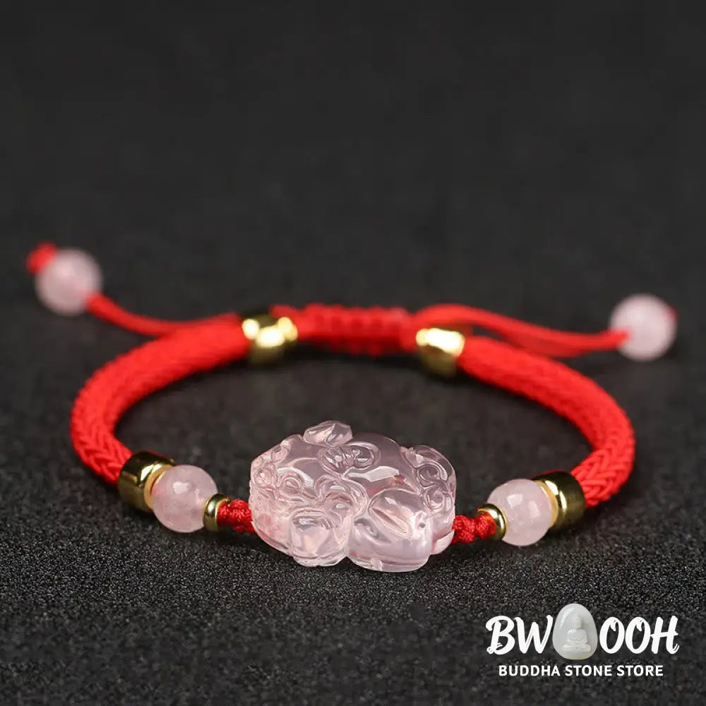 Buddha Stones PiXiu Pink Crystal Wealth String Braided Bracelet - BWOOOH - Bracelet