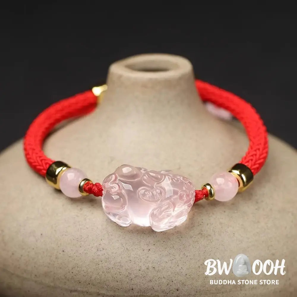 Buddha Stones PiXiu Pink Crystal Wealth String Braided Bracelet - BWOOOH - Bracelet