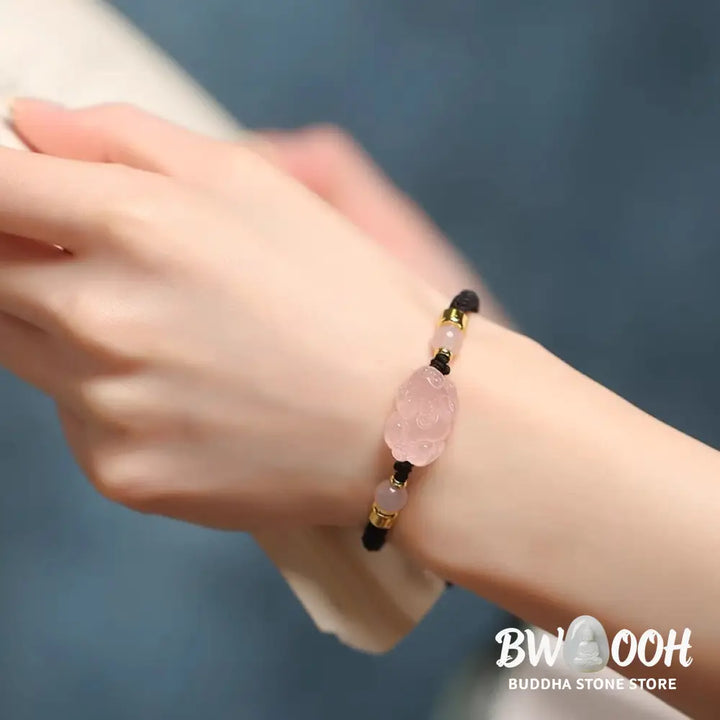Buddha Stones PiXiu Pink Crystal Wealth String Braided Bracelet - BWOOOH - Bracelet