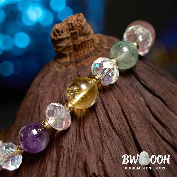Buddha Stones PiXiu White Crystal Citrine Green Strawberry Quartz Amethyst Luck Bracelet - BWOOOH - Various