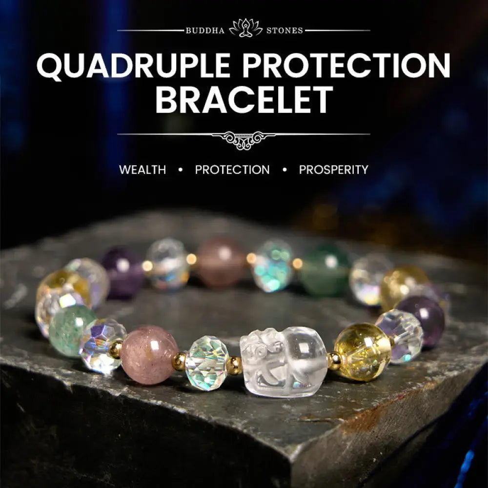 BWOOOH PiXiu White Crystal Citrine Green Strawberry Quartz Amethyst Luck Bracelet - BWOOOH - Various