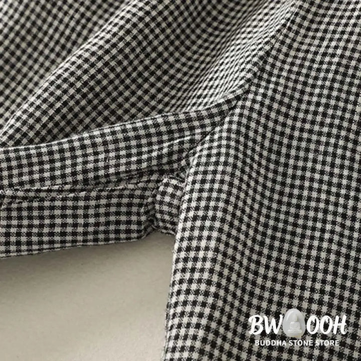 Buddha Stones Plaid Pattern Drawstring Women’s Cotton Linen Harem Pants With Pockets - Women’s Harem Pants