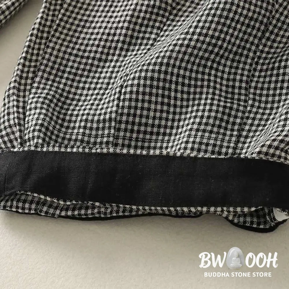 Buddha Stones Plaid Pattern Drawstring Women’s Cotton Linen Harem Pants With Pockets - Women’s Harem Pants