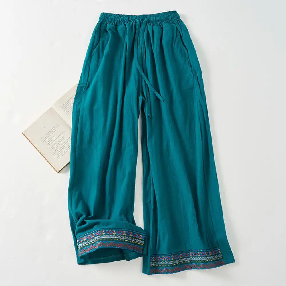 BWOOOH printed wide-leg yoga pants - Plain Bohemian Stripes Women&