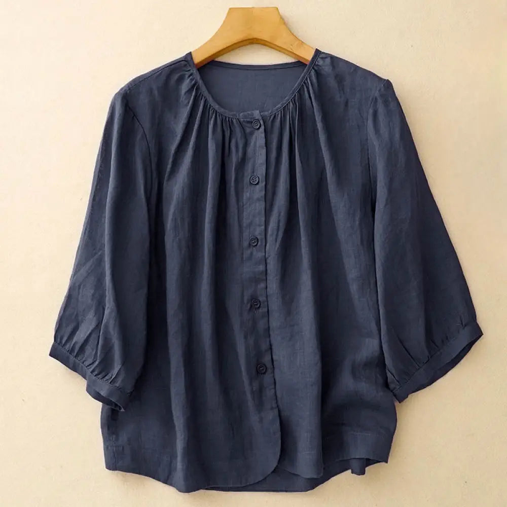 BWOOOH Plain Button Crew Neck Design Women&