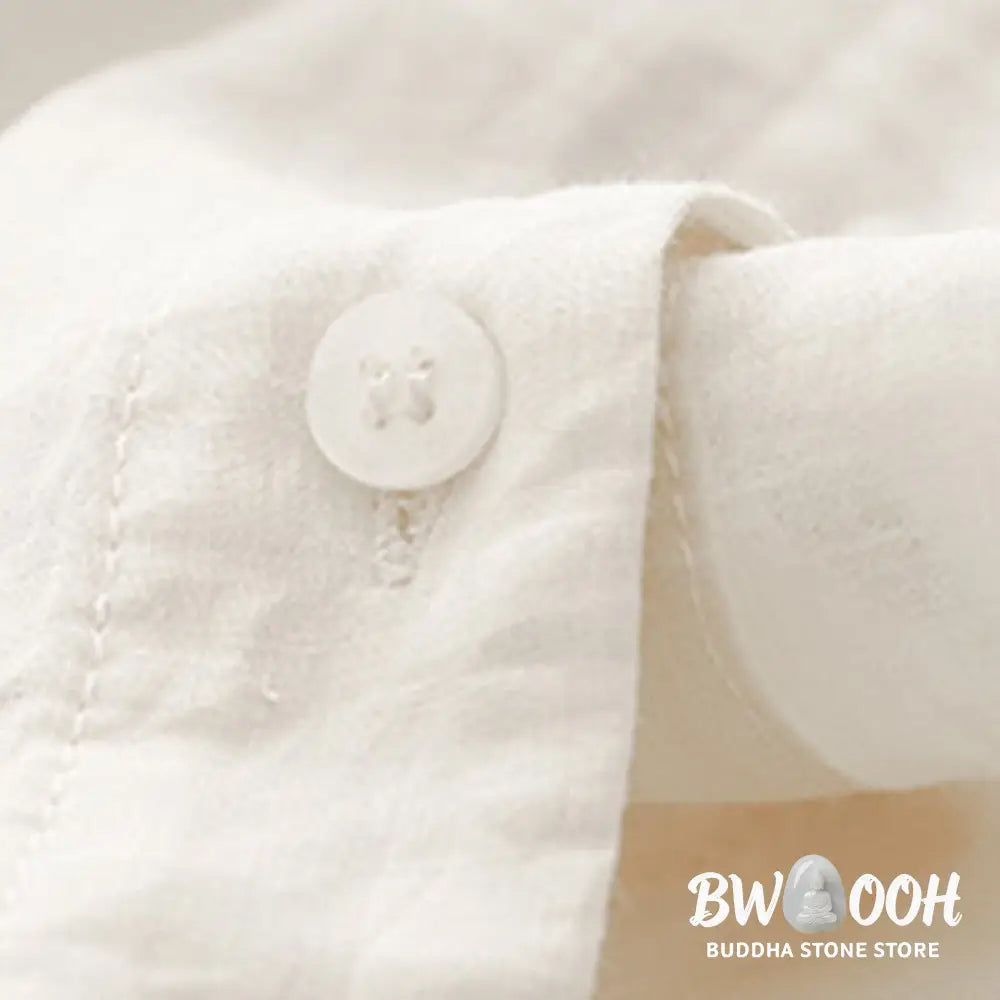 Buddha Stones Plain Button Crew Neck Design Women’s Blend Three Quarter Sleeve Shirt - Women’s Shirts