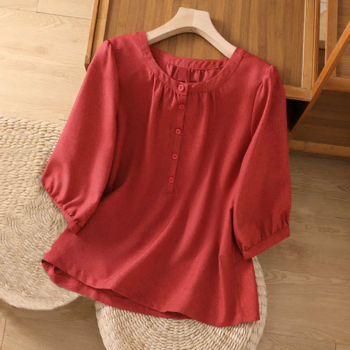 BWOOOH Plain Button Crew Neck Design Women&