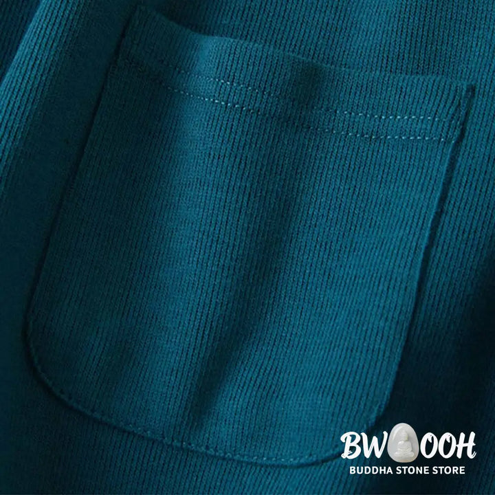 Buddha Stones Plain Buttons Women’s Cotton Hooded Jacket With Pockets - Women’s Jacket