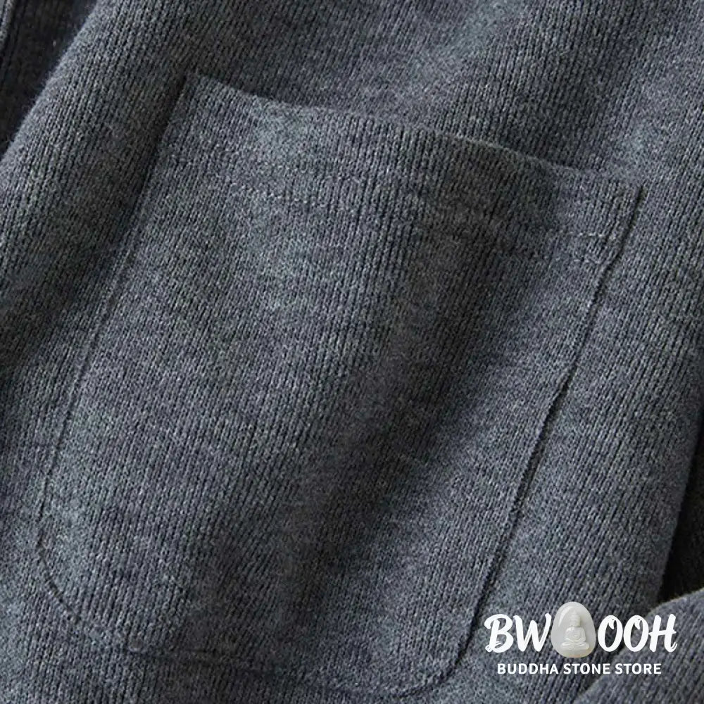 Buddha Stones Plain Buttons Women’s Cotton Hooded Jacket With Pockets - Women’s Jacket