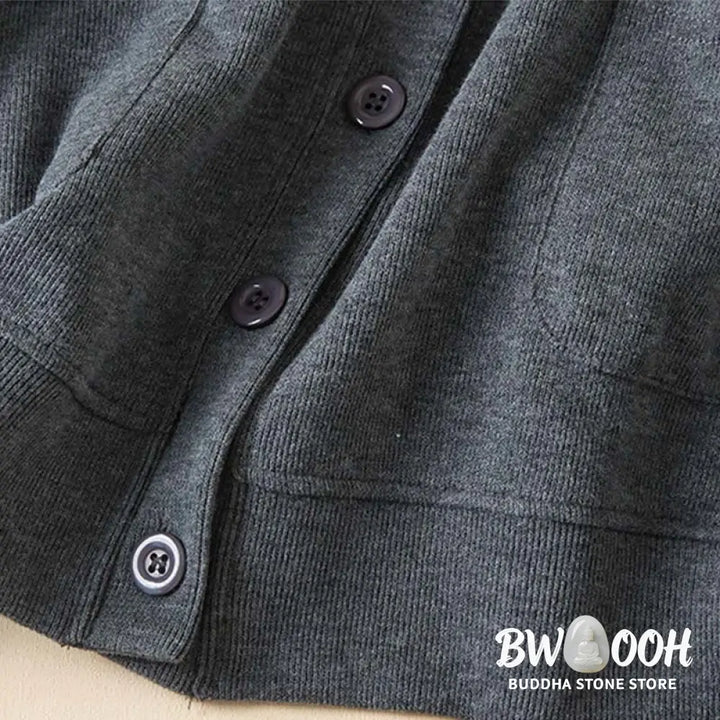 Buddha Stones Plain Buttons Women’s Cotton Hooded Jacket With Pockets - Women’s Jacket
