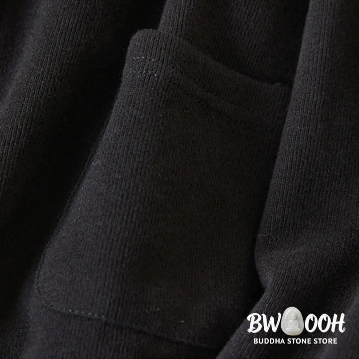 Buddha Stones Plain Buttons Women’s Cotton Hooded Jacket With Pockets - Women’s Jacket
