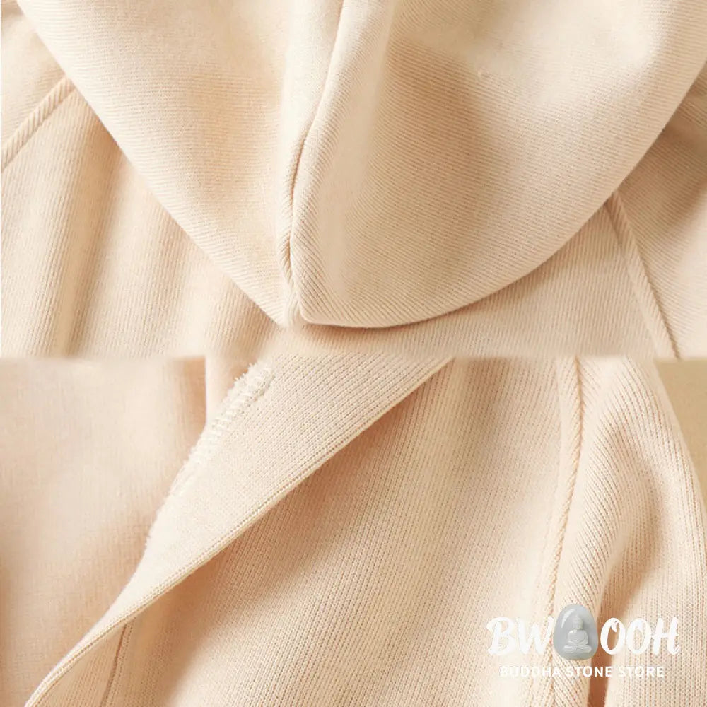 Buddha Stones Plain Buttons Women’s Cotton Hooded Jacket With Pockets - Women’s Jacket