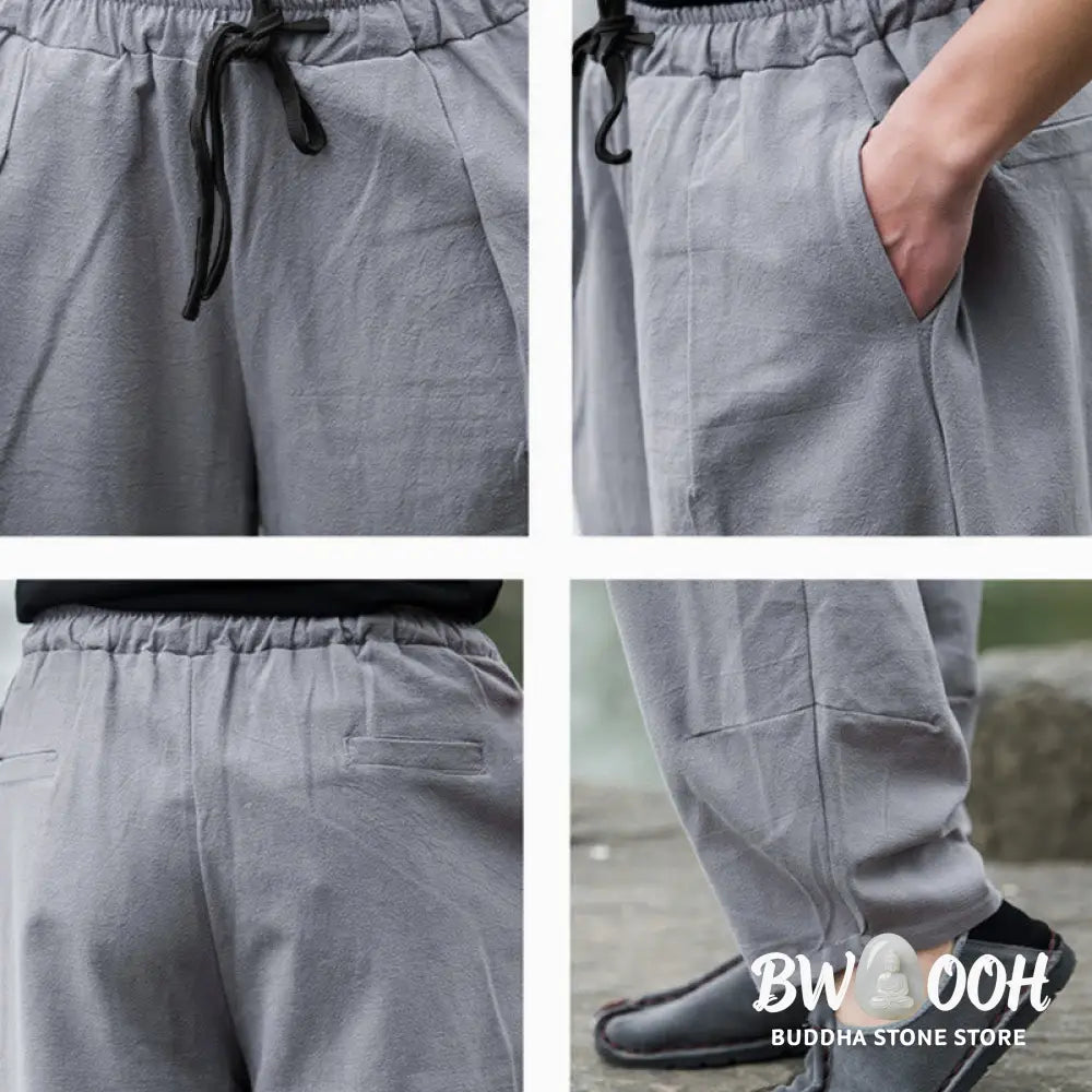 Buddha Stones Plain Casual Bloomer Men’s Pants With Pockets - Men’s Pants