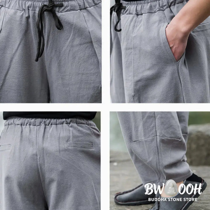 Buddha Stones Plain Casual Bloomer Men’s Pants With Pockets - Men’s Pants