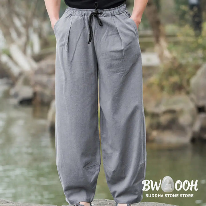 Buddha Stones Plain Casual Bloomer Men’s Pants With Pockets - Men’s Pants