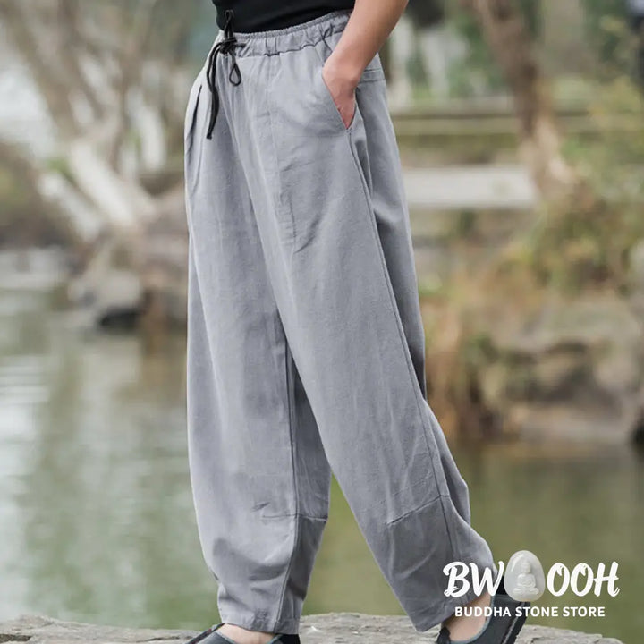 Buddha Stones Plain Casual Bloomer Men’s Pants With Pockets - Men’s Pants